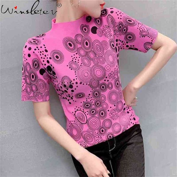 summer knit t-shirt rosepink women print mock neck short sleeve elastic slim tees clothing t13407a 210421, White
summer knit t-shirt rosepink women print mock neck short sleeve elastic slim tees clothing t13407a 210421, White