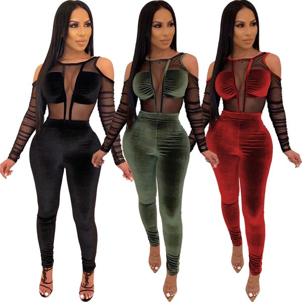 women velvet mesh patchwork jumpsuit long sleeve elegant rompers autumn winter see through long overalls plus size, Black;white
women velvet mesh patchwork jumpsuit long sleeve elegant rompers autumn winter see through long overalls plus size, Black;white