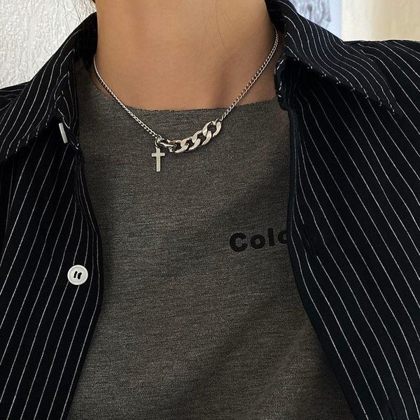 light luxury cross pendant necklace simple asymmetry punk chain choker necklaces for women vintage hip hop jewelry chokers, Golden;silver
light luxury cross pendant necklace simple asymmetry punk chain choker necklaces for women vintage hip hop jewelry chokers, Golden;silver