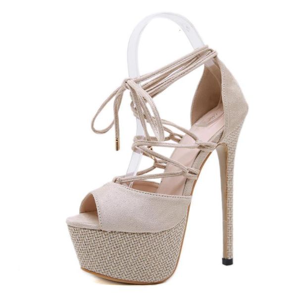 sandals roman women's shoes cross straps super high heel fish mouth linen lace platform ikdb, Black
sandals roman women's shoes cross straps super high heel fish mouth linen lace platform ikdb, Black