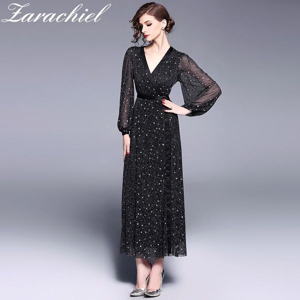 casual dresses runway designer bling sequined star pattern maxi wrap dress 2021 spring women deep v-neck belted lantern sleeve long, Black;gray
casual dresses runway designer bling sequined star pattern maxi wrap dress 2021 spring women deep v-neck belted lantern sleeve long, Black;gray