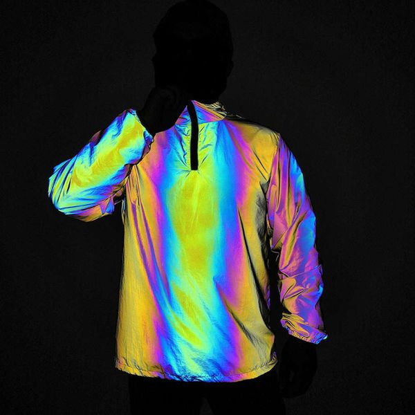 men's jackets coats stand collar colorful reflective pullover jacket hip hop rainbow luminous 9unh, Black;brown
men's jackets coats stand collar colorful reflective pullover jacket hip hop rainbow luminous 9unh, Black;brown