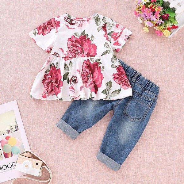 baby girl clothes outfits set ruffle short sleeve floral shirt + denim pants ripped jeans for girls clothing sets, White
baby girl clothes outfits set ruffle short sleeve floral shirt + denim pants ripped jeans for girls clothing sets, White