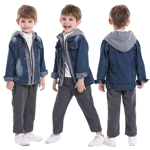 jackets kids denim hoodies 2021 baby boys jean jacket clothing children zipper fake two casual outerwear spring autumn toddle boy coat, Blue;gray
jackets kids denim hoodies 2021 baby boys jean jacket clothing children zipper fake two casual outerwear spring autumn toddle boy coat, Blue;gray