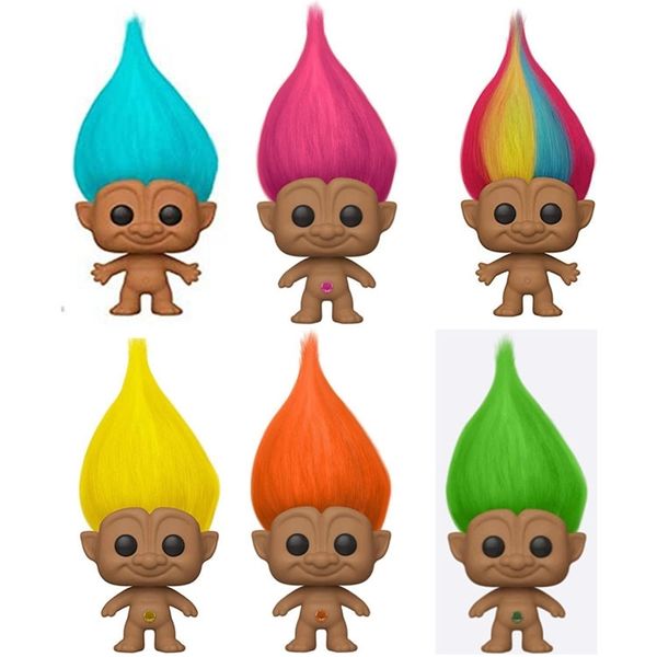 funko pop model magic hair elf dwarf troll orange pink blue