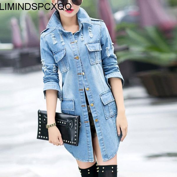 roupas feminina autumn ladies denim jacket european american fashion ripped loose solid color street casual lapel long clothes women's, Black;brown
roupas feminina autumn ladies denim jacket european american fashion ripped loose solid color street casual lapel long clothes women's, Black;brown