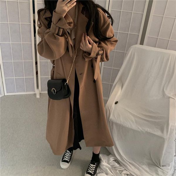 women's trench coats fashion 2021 fall /autumn casual double breasted simple classic long coat with belt chic female windbreaker y285, Tan;black
women's trench coats fashion 2021 fall /autumn casual double breasted simple classic long coat with belt chic female windbreaker y285, Tan;black