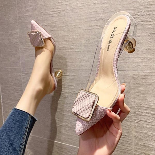 dress shoes 2021 fashion pumps women high heels sandals ladies and crystal summer, Black