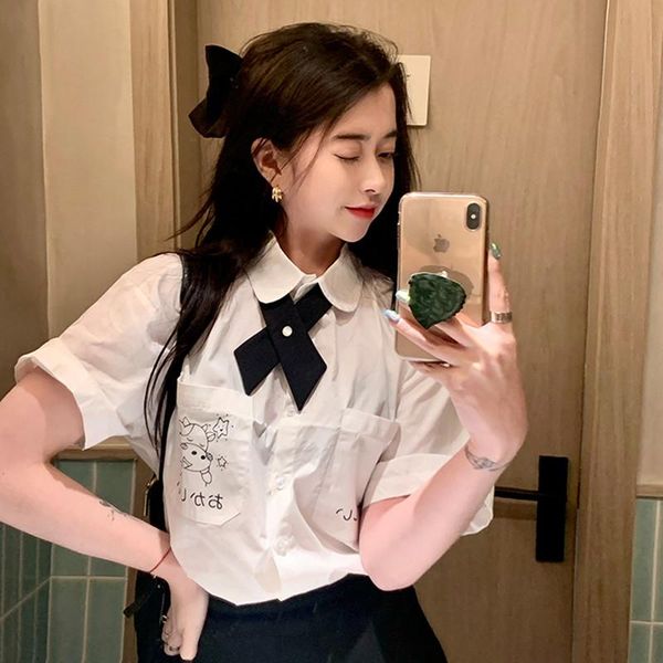 women's blouses & shirts 2021 summer korean style cartoon cow short sleeve shirt vintage with bowtie (f4295), White
women's blouses & shirts 2021 summer korean style cartoon cow short sleeve shirt vintage with bowtie (f4295), White