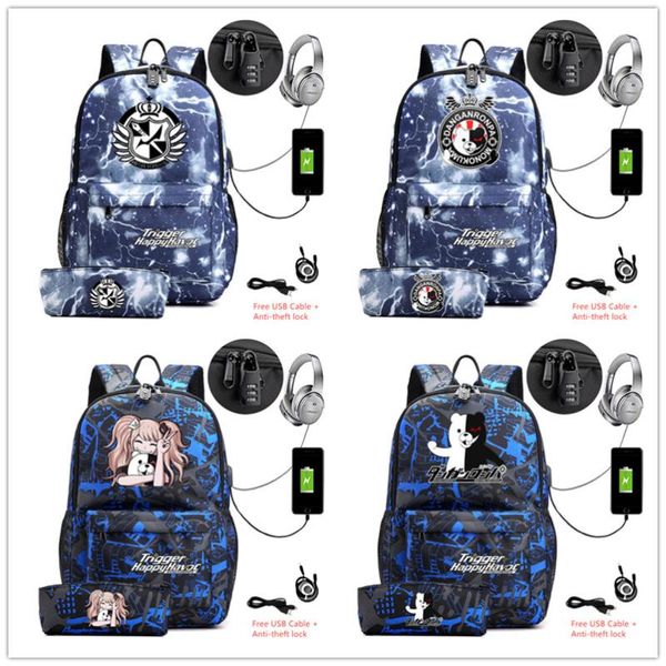 backpack 2 pcs/lot danganronpa monokuma canvas travel bag school with pencil case usb charging shoulder teenagers laptop
backpack 2 pcs/lot danganronpa monokuma canvas travel bag school with pencil case usb charging shoulder teenagers laptop