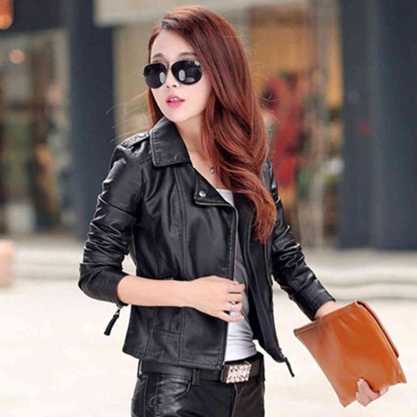 leather jacket high fashion men belt autumn haining clothes slim fit short coat large fashion, Black
