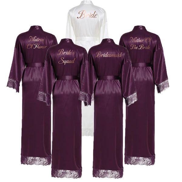 women's sleepwear bridesmaid robes long silk satin robe w/ lace bridal wedding bathrobe gowns for women purple, Black;red
women's sleepwear bridesmaid robes long silk satin robe w/ lace bridal wedding bathrobe gowns for women purple, Black;red