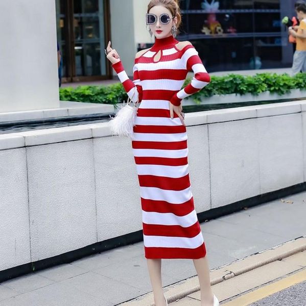 casual dresses 2021 autumn winter dress women bodycon long sleeve striped off shoulder knitted vestidos, Black;gray
casual dresses 2021 autumn winter dress women bodycon long sleeve striped off shoulder knitted vestidos, Black;gray