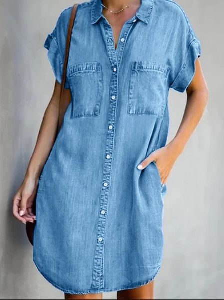 casual dresses women denim color mini dress summer women's loose solid single-breasted button, Black;gray
casual dresses women denim color mini dress summer women's loose solid single-breasted button, Black;gray