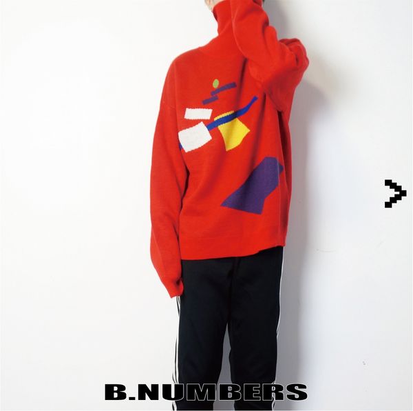 b. numbers independent gosha christmas red knitted turtleneck loose pullover men's and women's ins sweaters, White;black
b. numbers independent gosha christmas red knitted turtleneck loose pullover men's and women's ins sweaters, White;black