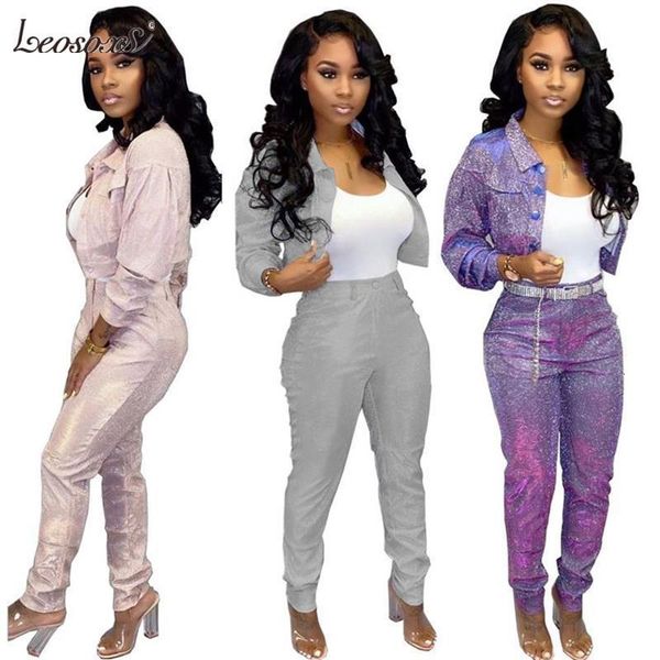 women's tracksuits two piece set women ropa conjuntos de mujer silver thread fabric blink jacket outfits clothing 2 sets womens hovi, Gray
women's tracksuits two piece set women ropa conjuntos de mujer silver thread fabric blink jacket outfits clothing 2 sets womens hovi, Gray