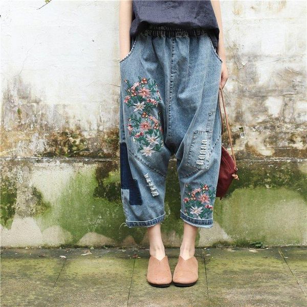 women's jeans women baggy low crotch denim pants plus size elastic waist floral embroidered hip hop oversized harem trousers boyfriend, Blue
women's jeans women baggy low crotch denim pants plus size elastic waist floral embroidered hip hop oversized harem trousers boyfriend, Blue