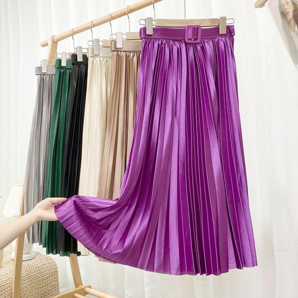 skirts autumn silky satin draped long pleated skirt belt shiny elegant candy mid-calf a- line rose purple green, Black
skirts autumn silky satin draped long pleated skirt belt shiny elegant candy mid-calf a- line rose purple green, Black