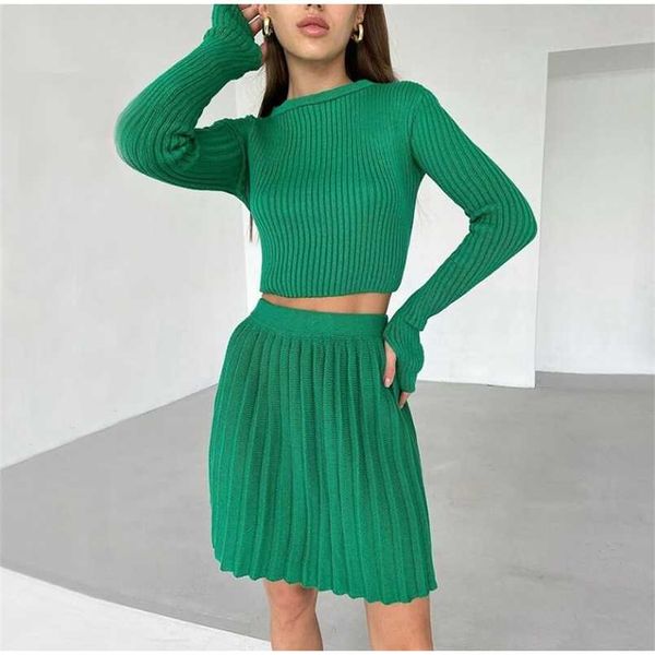 knitted suit with skirt women solid autumn mini pleated skirt and long sleeve slim crop pullover lady 2 pieces sets fashion 211108, White
knitted suit with skirt women solid autumn mini pleated skirt and long sleeve slim crop pullover lady 2 pieces sets fashion 211108, White