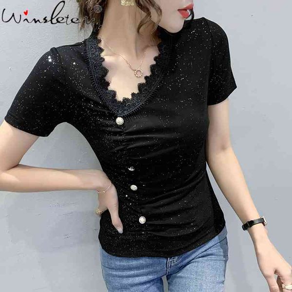 women's t-shirt summer european style cotton fashion skew collar patchwork crochet shiny button women tees t16130a 13n4, White
women's t-shirt summer european style cotton fashion skew collar patchwork crochet shiny button women tees t16130a 13n4, White