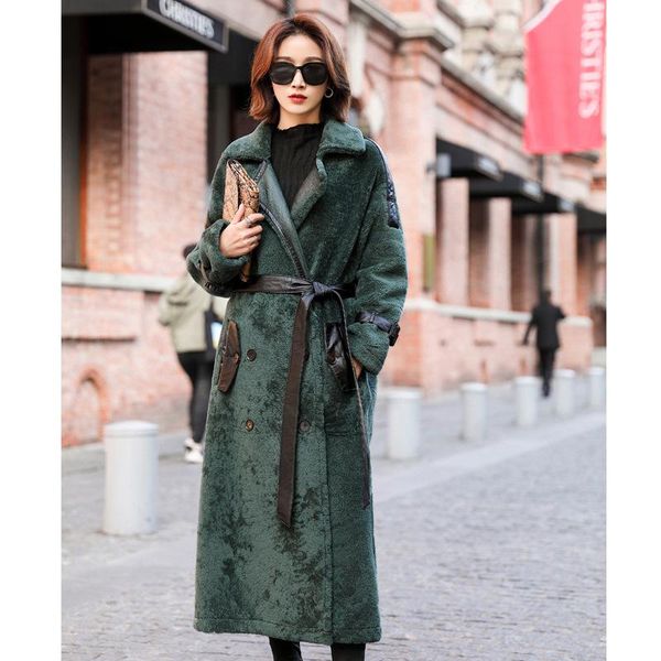 women's fur & faux real coat women winter long sheep shearling genuine leather jacket manteau femme hiver 2021 e19-c17 kj3863, Black
women's fur & faux real coat women winter long sheep shearling genuine leather jacket manteau femme hiver 2021 e19-c17 kj3863, Black