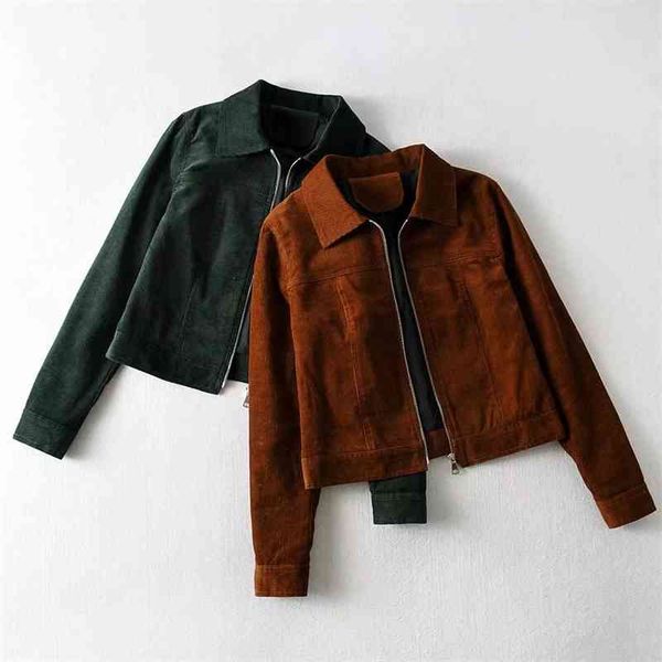 zghfh1106 20 autumn and winter new fashion corduroy short zipper lapel jacket, Black;brown