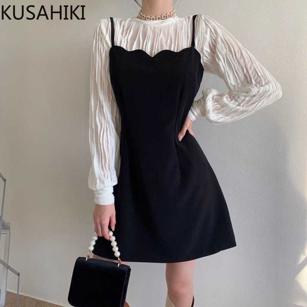 kusahiki women suits pleated o-neck long sleeve blouse + slim waist a-ling sling dress korean spring 2pieces sets 6e791 210602, White
kusahiki women suits pleated o-neck long sleeve blouse + slim waist a-ling sling dress korean spring 2pieces sets 6e791 210602, White