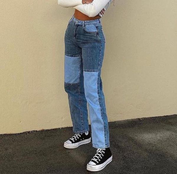 women's jeans 2021 high waist pocket color block street long gray denim trousers fashion patchwork skinny straight women, Blue
women's jeans 2021 high waist pocket color block street long gray denim trousers fashion patchwork skinny straight women, Blue