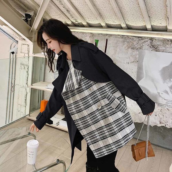 women's trench coats short female spring windbreaker trellises double-sided lapel long sleeve breasted trench coat fall fashion qfud, Tan;black
women's trench coats short female spring windbreaker trellises double-sided lapel long sleeve breasted trench coat fall fashion qfud, Tan;black