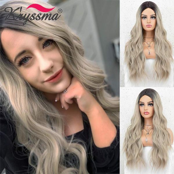 synthetic wigs kryssma ombre blonde for women platinum wig with middle part ash long wavy, Black
synthetic wigs kryssma ombre blonde for women platinum wig with middle part ash long wavy, Black