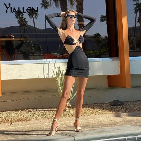 casual dresses yiallen summer vacation party backless dress women deep v-neck hollow bandage clothing long sleeve slim skinny sundress, Black;gray
casual dresses yiallen summer vacation party backless dress women deep v-neck hollow bandage clothing long sleeve slim skinny sundress, Black;gray