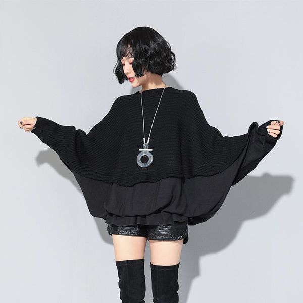 women's hoodies & sweatshirts 2021 spring autumn round neck long batwing sleeve spliced ruffles loose big size sweatshirt women fashion, Black
women's hoodies & sweatshirts 2021 spring autumn round neck long batwing sleeve spliced ruffles loose big size sweatshirt women fashion, Black