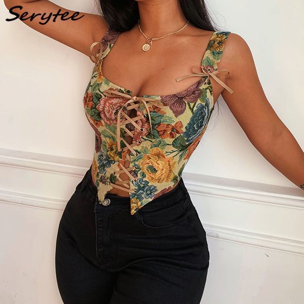 serytee floral print lace up women corset crop camis straps hollow out bodycon streetwear party club 2022 vintage, White
serytee floral print lace up women corset crop camis straps hollow out bodycon streetwear party club 2022 vintage, White