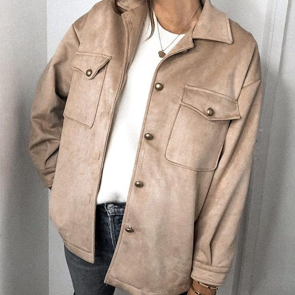 suede loose metal button women workwear jacket solid turndown collar pocket female jackets 20211007xhy women's, Black;brown
suede loose metal button women workwear jacket solid turndown collar pocket female jackets 20211007xhy women's, Black;brown