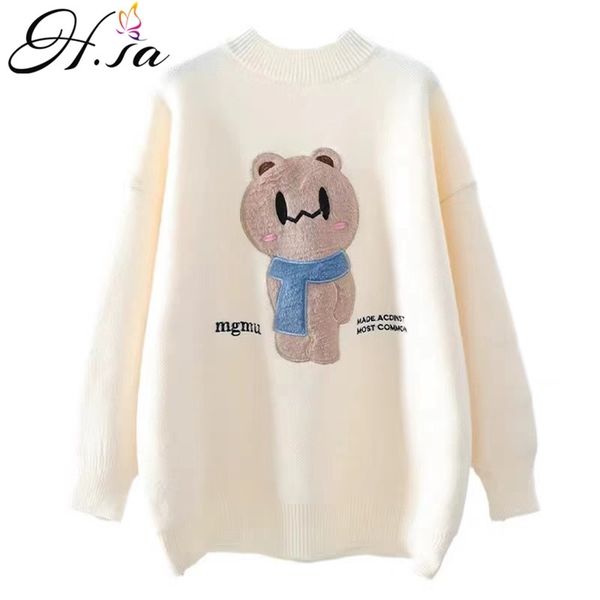 women oversized cute sweater and pullovers cartoon bear s casual pull jumpers white sueter mujer 210430, White;black
women oversized cute sweater and pullovers cartoon bear s casual pull jumpers white sueter mujer 210430, White;black