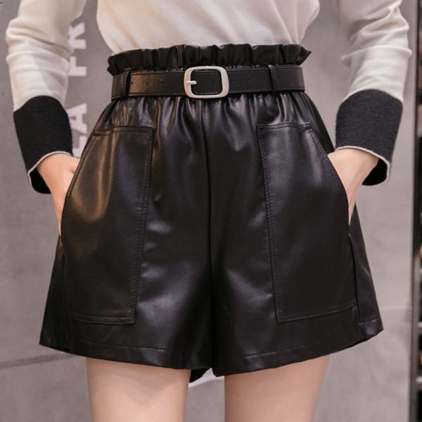 women's shorts women high waist drawstring sashes pockets solid pu leather wide-legged a-line button xery, White;black
women's shorts women high waist drawstring sashes pockets solid pu leather wide-legged a-line button xery, White;black