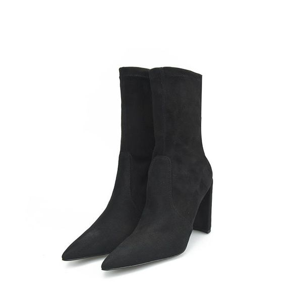 boots winter suede pointed thick heel short socks elastic women's black fashion
boots winter suede pointed thick heel short socks elastic women's black fashion