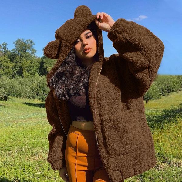 women's jackets lugentolo cute plush jacket women fall winter bear ear stitching hood brown zipper pockets, Black;brown
women's jackets lugentolo cute plush jacket women fall winter bear ear stitching hood brown zipper pockets, Black;brown