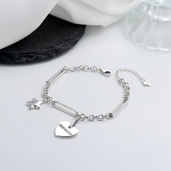 chaosheng s925 sterling silver fashion splicing love star letter bracelet ins fashion personality versatile hand ornament female, Golden;silver
chaosheng s925 sterling silver fashion splicing love star letter bracelet ins fashion personality versatile hand ornament female, Golden;silver