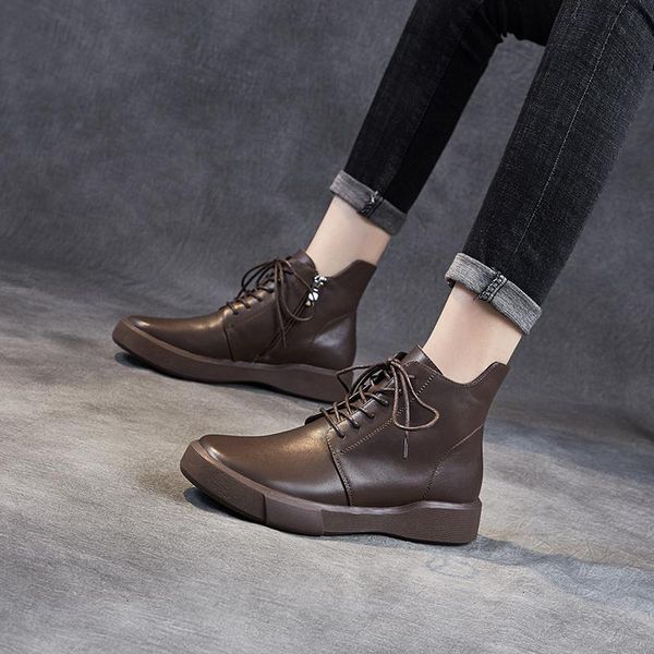 boots genuine leather short women's spring autumn motorcycle single flat bottom all-match winter lace-up ankle q6wz, Black
boots genuine leather short women's spring autumn motorcycle single flat bottom all-match winter lace-up ankle q6wz, Black