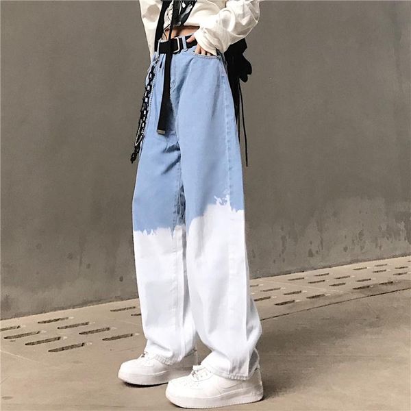 women's jeans 2021 y2k streetwear high waist vintage color contrast baggy casual straight denim trouser wide leg pants, Blue
women's jeans 2021 y2k streetwear high waist vintage color contrast baggy casual straight denim trouser wide leg pants, Blue