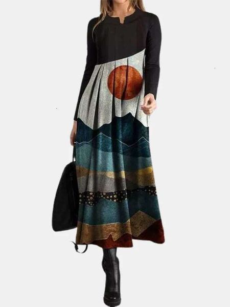dresses autumn / casual winter landscape print splicing crewneck urban dress, Black;gray
dresses autumn / casual winter landscape print splicing crewneck urban dress, Black;gray