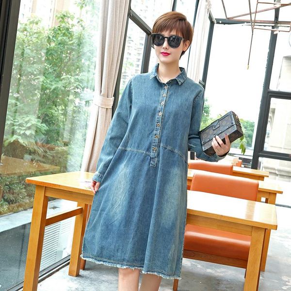 casual dresses 5xl plus size spring autumn women fashion turn-down loose solid jeans dress for larger denim one-piece, Black;gray
casual dresses 5xl plus size spring autumn women fashion turn-down loose solid jeans dress for larger denim one-piece, Black;gray