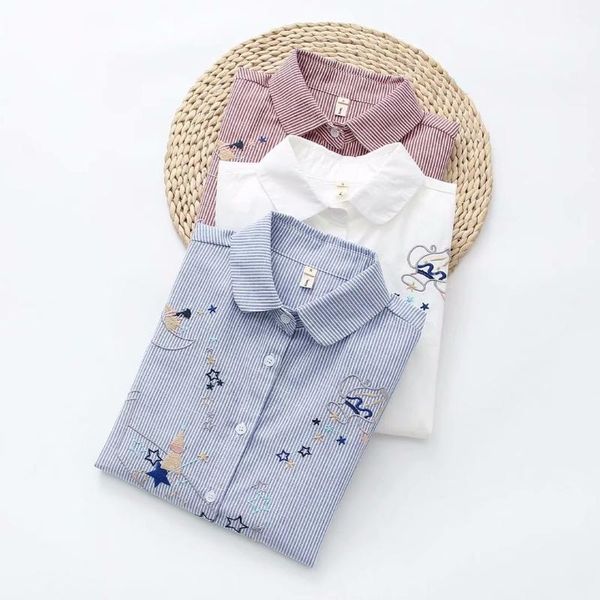 women's blouses & shirts striped blouse women autumn long sleeve star embroidery shirt casual cartoon cotton lady blusa feminina, White
women's blouses & shirts striped blouse women autumn long sleeve star embroidery shirt casual cartoon cotton lady blusa feminina, White