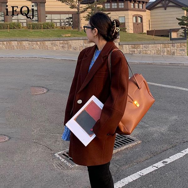 women's wool & blends ieqj 2021 winter dark coffee woolen suit coat female loose lapel single button temperament coats women fashion 3w, Black
women's wool & blends ieqj 2021 winter dark coffee woolen suit coat female loose lapel single button temperament coats women fashion 3w, Black