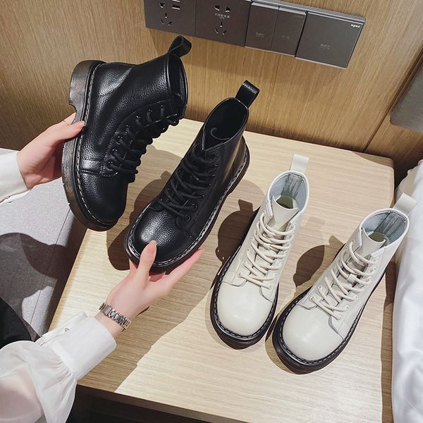 2021 spring and winter leather thin martin british style short tube thick soled women's boots, Black
2021 spring and winter leather thin martin british style short tube thick soled women's boots, Black