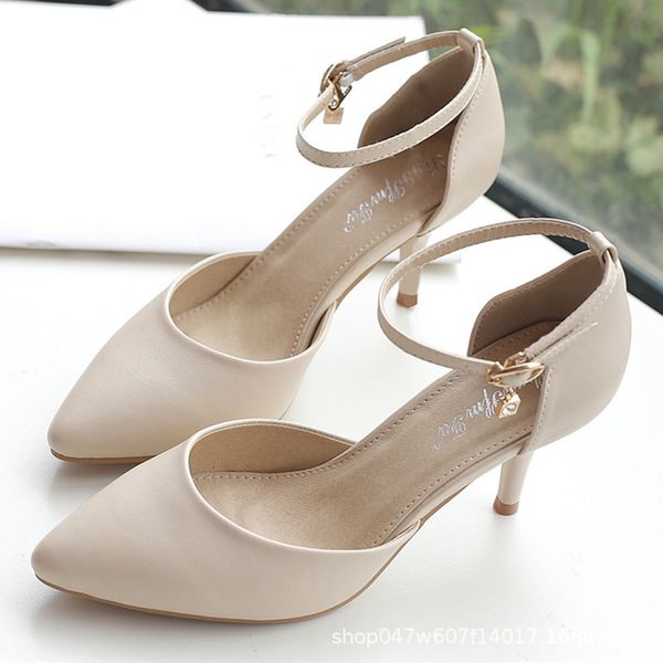 luxury dress shoes jinfuli high women's spring small size single sho thin middle heels korean version one word buckle wrap head sandals, Black 
luxury dress shoes jinfuli high women's spring small size single sho thin middle heels korean version one word buckle wrap head sandals, Black