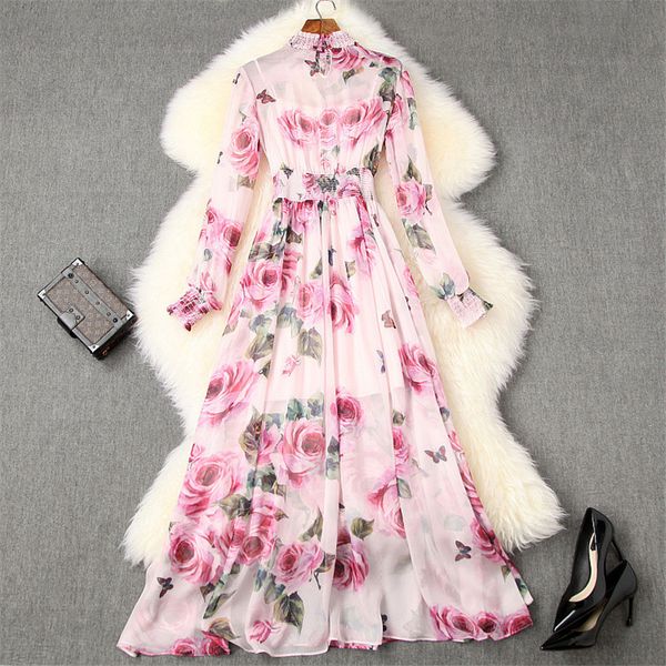runway fashion elegant female spring designer full beads pink floral neck print holiday chiffon dress, Black;gray
runway fashion elegant female spring designer full beads pink floral neck print holiday chiffon dress, Black;gray