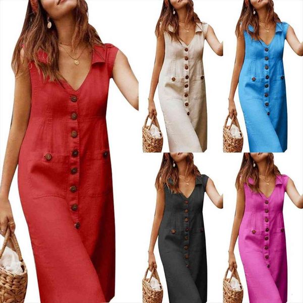 vintage buttons v neck sleeveless women dresses single breasted long summer office plus size fashion casual pocket vestidos, Black;gray
vintage buttons v neck sleeveless women dresses single breasted long summer office plus size fashion casual pocket vestidos, Black;gray