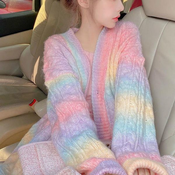 women's knits & tees jchb rainbow knitted cardigan women autumn winter sweet kawaii sweater coat female long korean button down fall, White
women's knits & tees jchb rainbow knitted cardigan women autumn winter sweet kawaii sweater coat female long korean button down fall, White